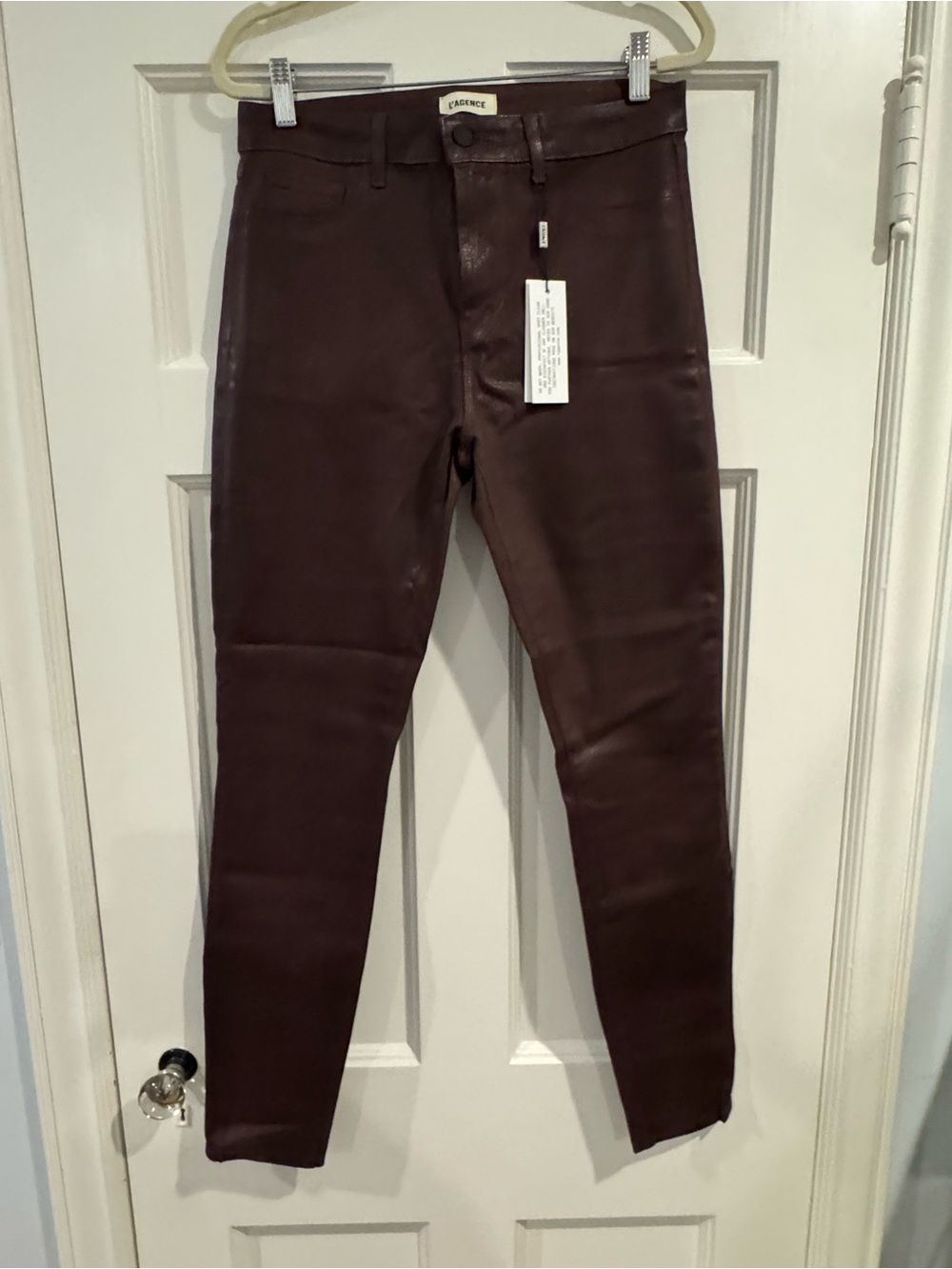 L'AGENCE Women's Coated Skinny Jeans in Dark Brown